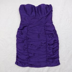 Rhapsody Purple Bodycon Mini Strapless Dress Lined Size M